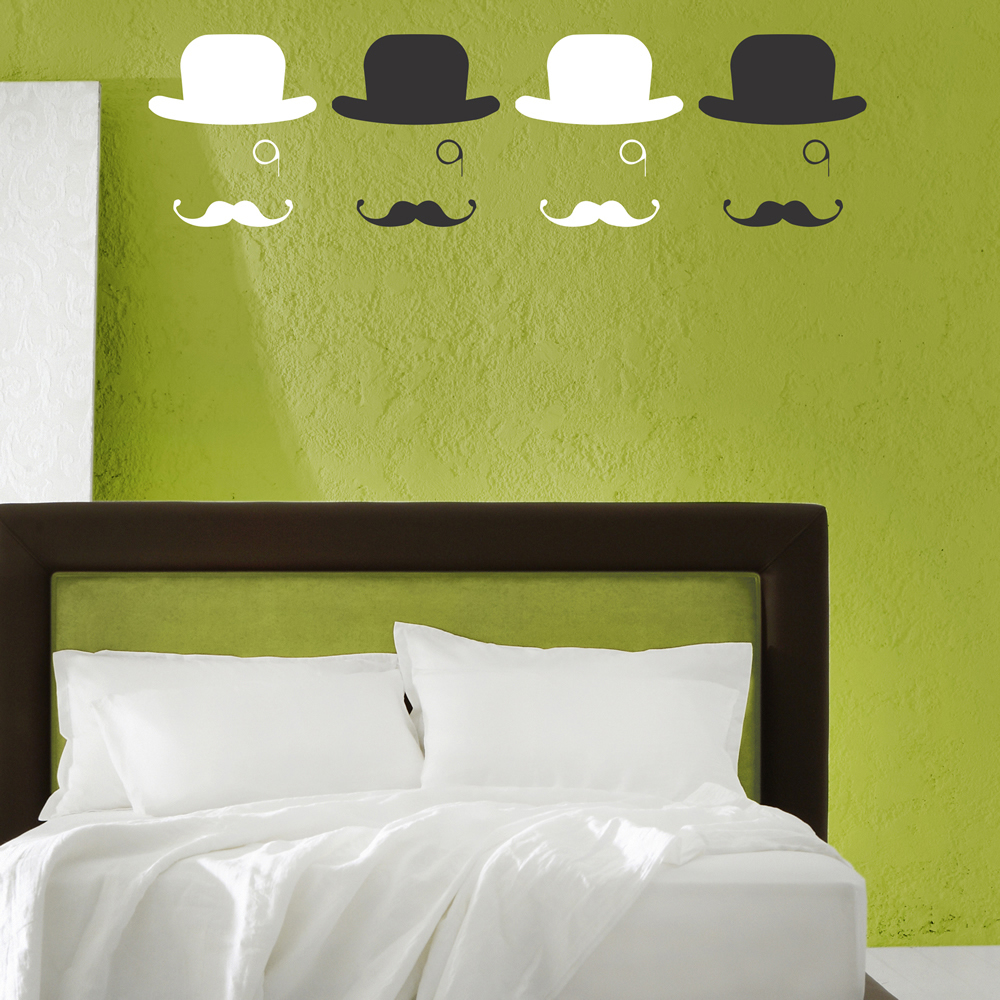 Top Hat Mustache Monocle Wall Sticker Pack | Icon Wall Stickers